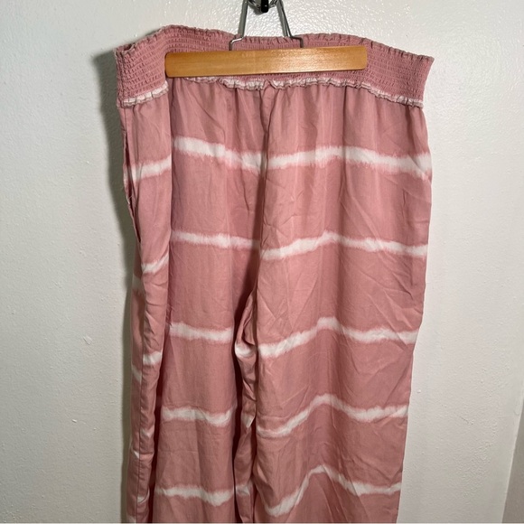 BeachLunchLounge Pull On Wide Leg Pant Pink White Tie Dye XL - Picture 6 of 10
